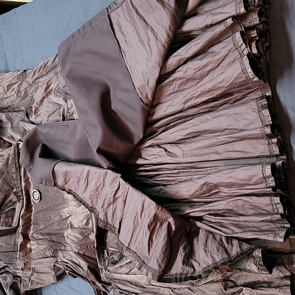 Joseph Ribkoff Pleated Metallic Button Button Down Trench Coat Size 12 - Picture 11 of 12